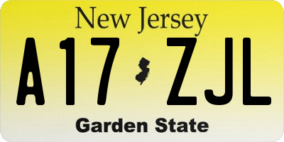 NJ license plate A17ZJL
