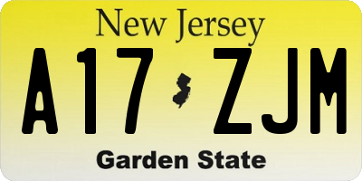 NJ license plate A17ZJM