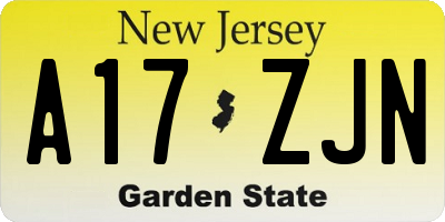 NJ license plate A17ZJN