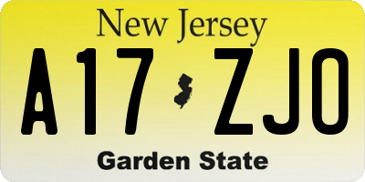 NJ license plate A17ZJO
