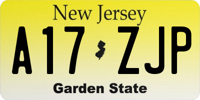 NJ license plate A17ZJP
