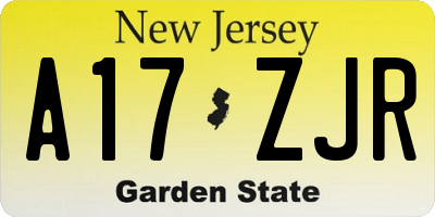 NJ license plate A17ZJR