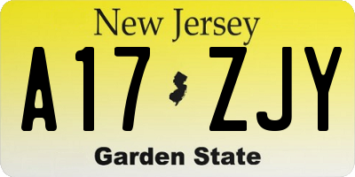 NJ license plate A17ZJY