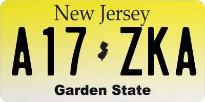 NJ license plate A17ZKA