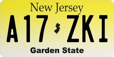 NJ license plate A17ZKI