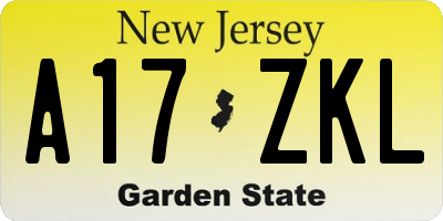 NJ license plate A17ZKL