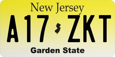 NJ license plate A17ZKT