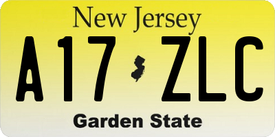 NJ license plate A17ZLC