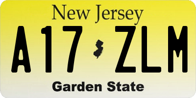 NJ license plate A17ZLM