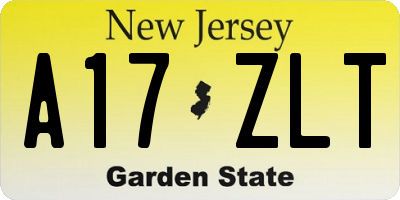 NJ license plate A17ZLT