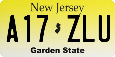NJ license plate A17ZLU