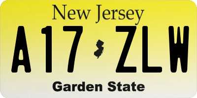 NJ license plate A17ZLW