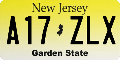 NJ license plate A17ZLX
