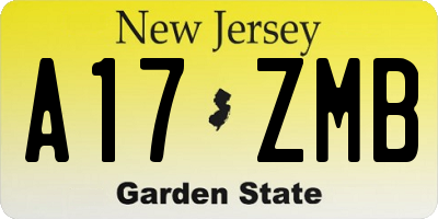 NJ license plate A17ZMB