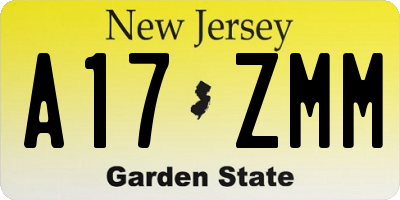 NJ license plate A17ZMM