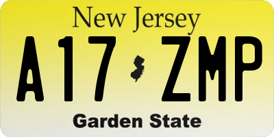 NJ license plate A17ZMP