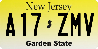NJ license plate A17ZMV