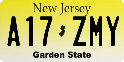 NJ license plate A17ZMY