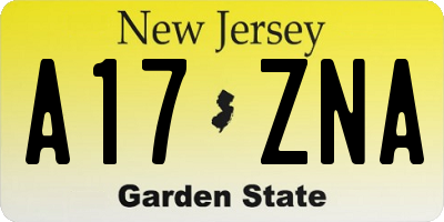 NJ license plate A17ZNA