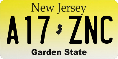 NJ license plate A17ZNC