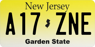 NJ license plate A17ZNE
