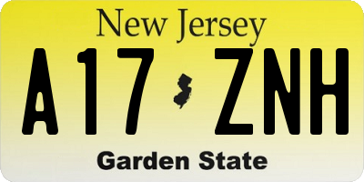 NJ license plate A17ZNH