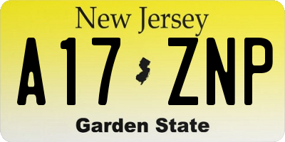 NJ license plate A17ZNP