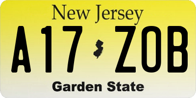 NJ license plate A17ZOB
