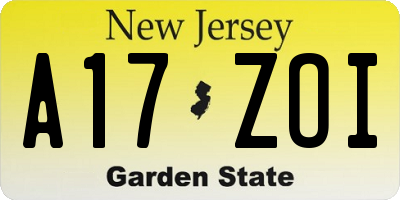 NJ license plate A17ZOI