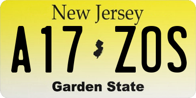 NJ license plate A17ZOS