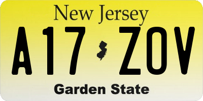 NJ license plate A17ZOV