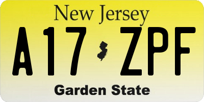 NJ license plate A17ZPF