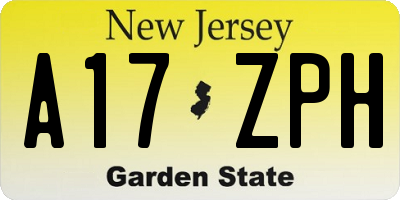 NJ license plate A17ZPH