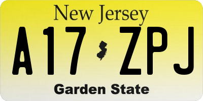 NJ license plate A17ZPJ