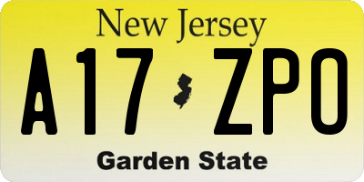 NJ license plate A17ZPO