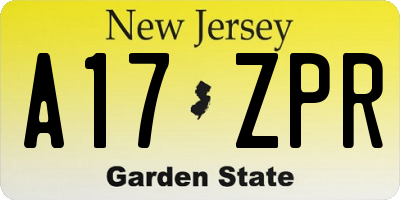 NJ license plate A17ZPR