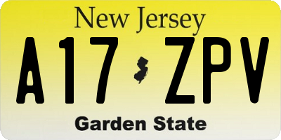 NJ license plate A17ZPV