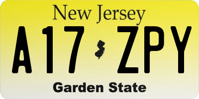 NJ license plate A17ZPY