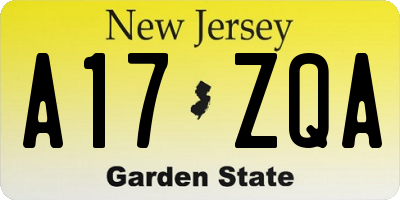 NJ license plate A17ZQA
