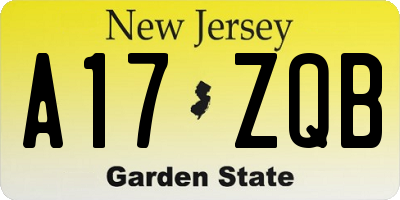 NJ license plate A17ZQB