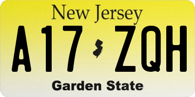 NJ license plate A17ZQH