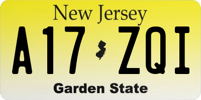 NJ license plate A17ZQI