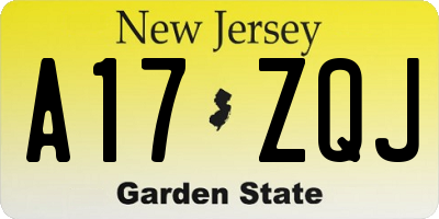 NJ license plate A17ZQJ