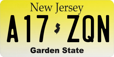 NJ license plate A17ZQN