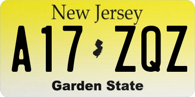 NJ license plate A17ZQZ