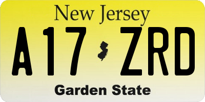 NJ license plate A17ZRD