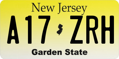 NJ license plate A17ZRH