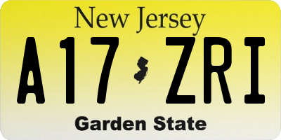 NJ license plate A17ZRI