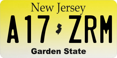 NJ license plate A17ZRM