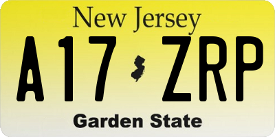 NJ license plate A17ZRP